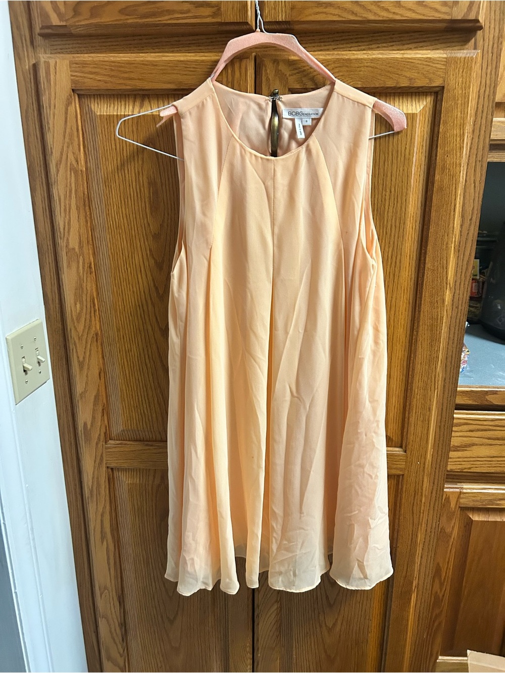 BCBGeneration Peach Chiffon Sleeveless Dress, size small